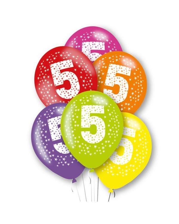Age 5 Latex Balloons - 11&quot; (6pk)
