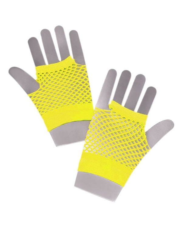 Neon Yellow Fishnet Gloves
