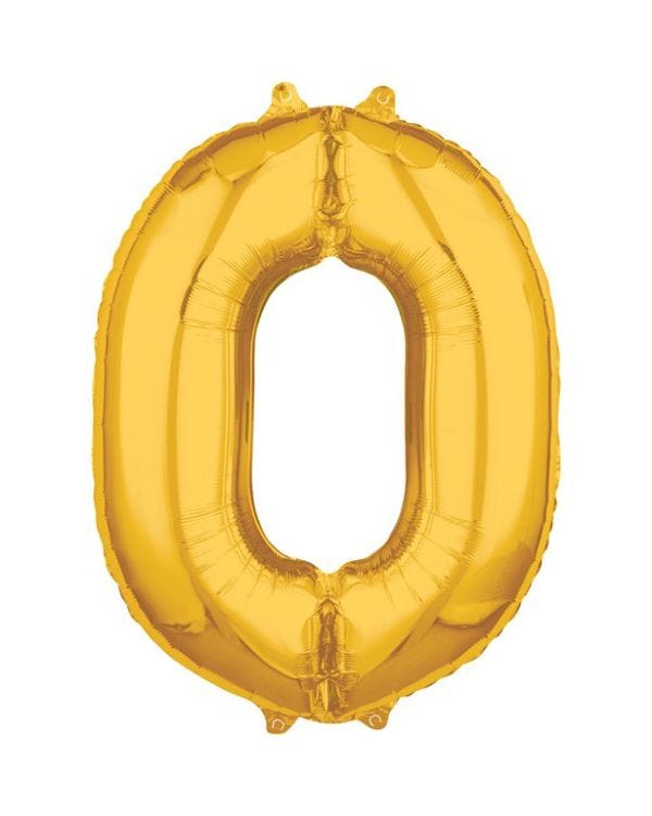 Gold Number 0 Balloon - 26&quot; Foil