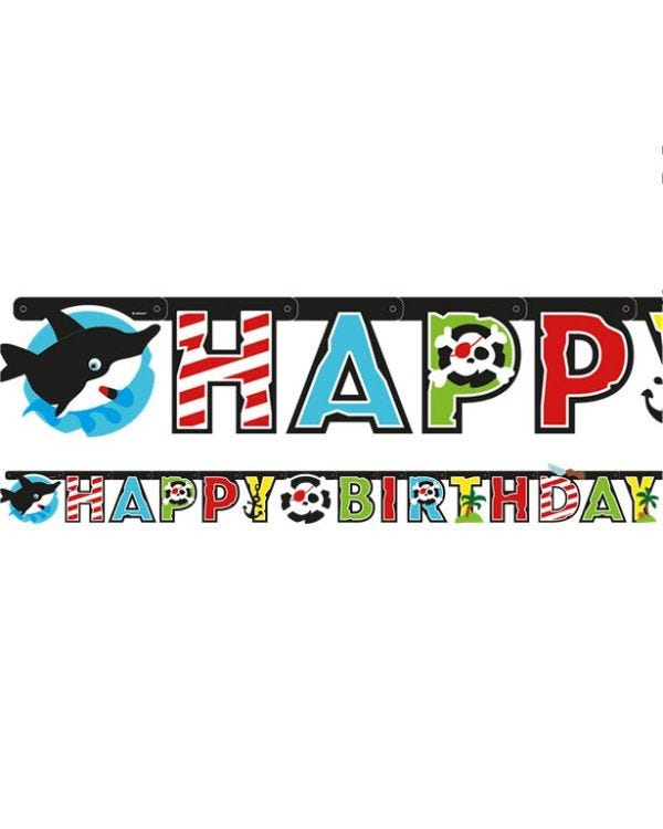 Captain Pirate &#039;Happy Birthday&#039; Paper Banner - 1.8m