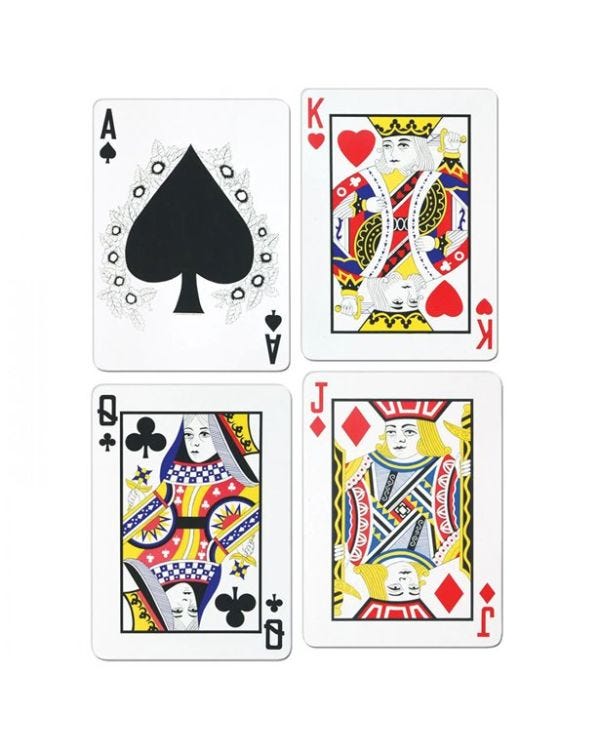 Giant Playing Card Cardboard Cutouts - 44cm x 31cm (4pk)