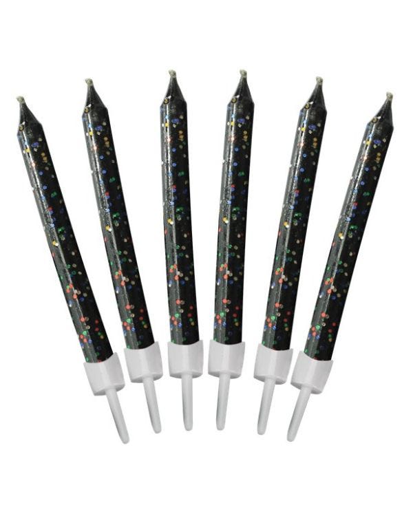 Black Glitter Candles (12pk)