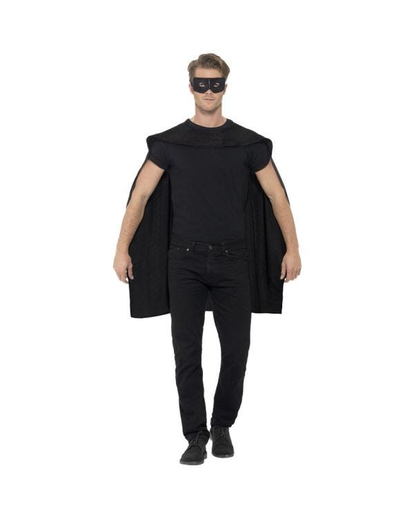 Black Cape &amp; Mask - Adult