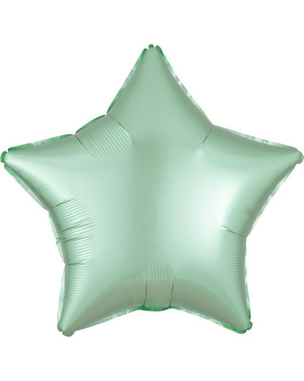 Mint Green Star Satin Luxe Balloon - 18&#039;&#039; Foil - unpackaged