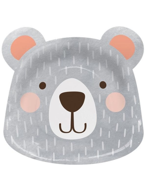 Birthday Bear Shaped Paper Plates - 23cm (8pk)