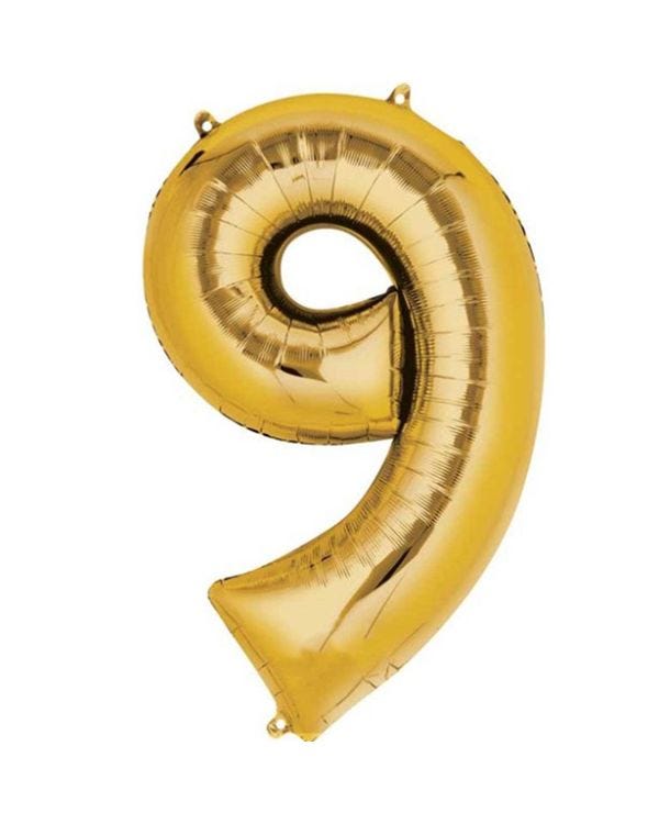 Gold Number 9 Balloon - 16&quot; Foil