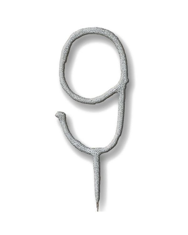 Silver Number 9 Sparkler Candle - 7&quot;