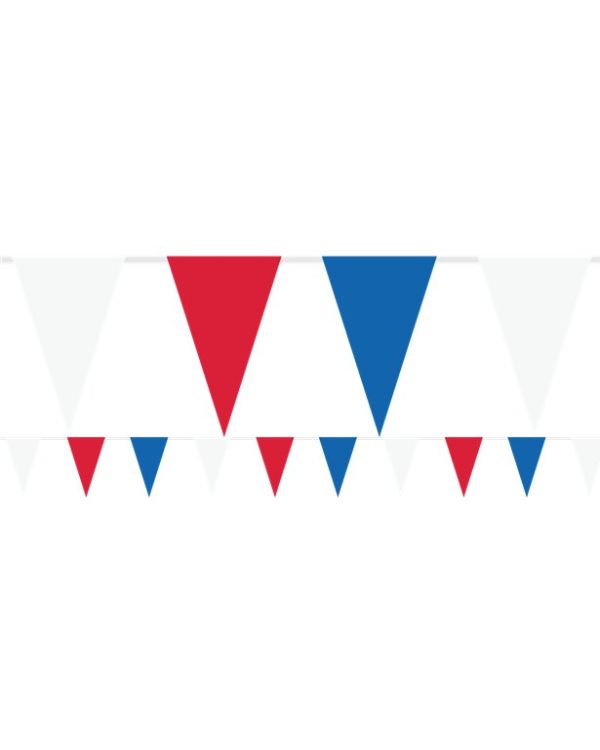 Red, White &amp; Bue Plastic Bunting - 10m