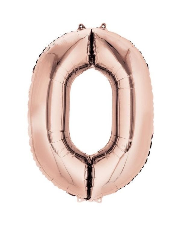 Rose Gold Number 0 Air Filled Balloon - 16&quot; Foil
