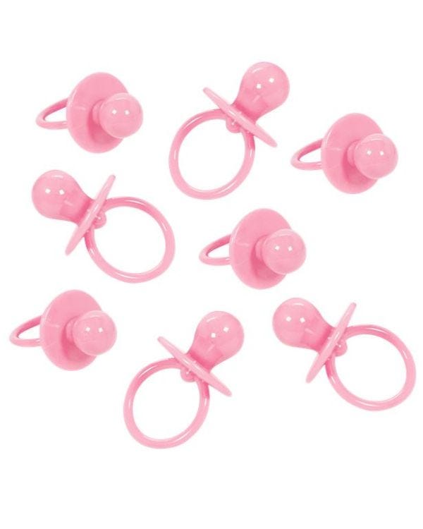 Baby Shower Large Pink Plastic Dummy Charms (8pk)