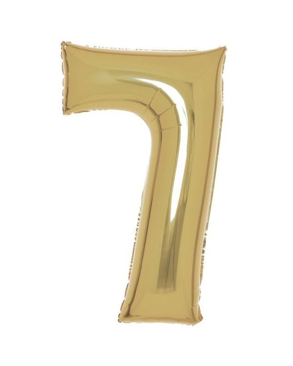 Number 7 White Gold Foil Balloon - 34&quot;