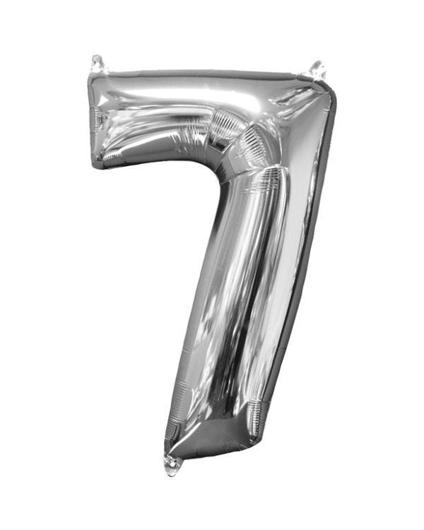 Silver Number 7 Balloon - 26&quot; Foil