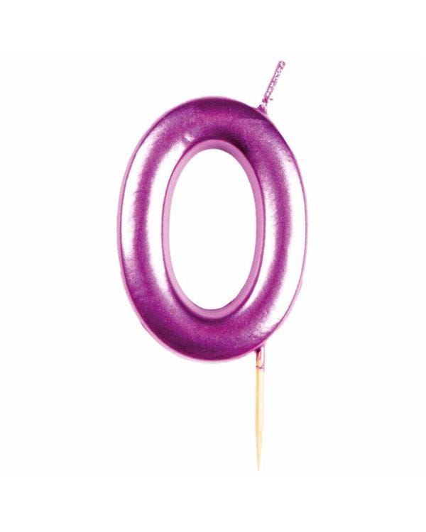 Number 0 Metallic Pink Candle