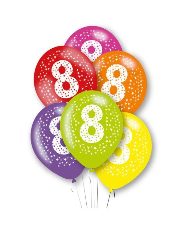 Age 8 Latex Balloons - 11&quot; (6pk)