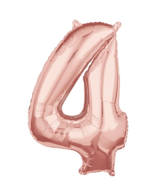 Rose Gold Number 4 Balloon - 26&quot; Foil