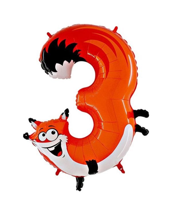 Fox Number 3 Balloon - 40&#039;&#039; Animaloon Foil