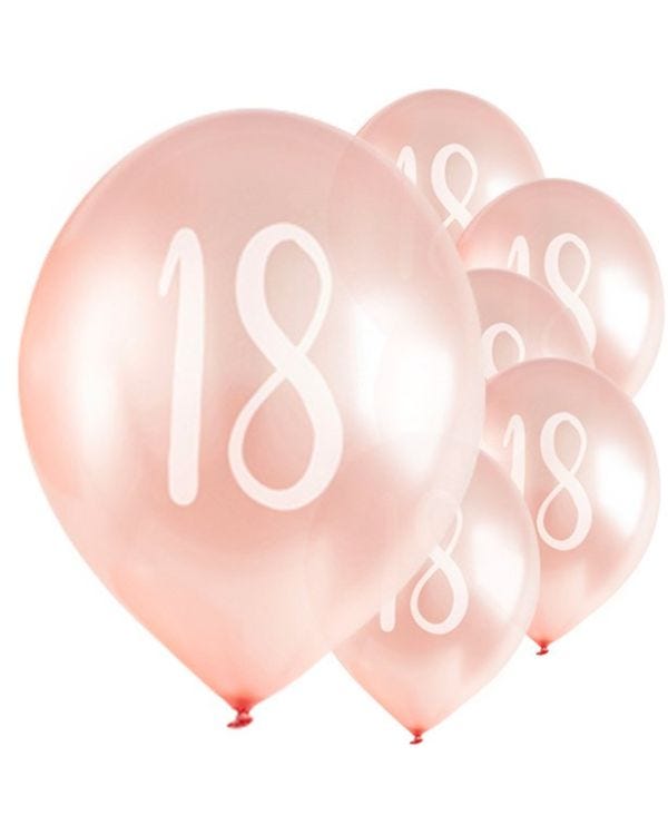 Rose Gold 18th Milestone Balloons - 12&quot; Latex (5pk)