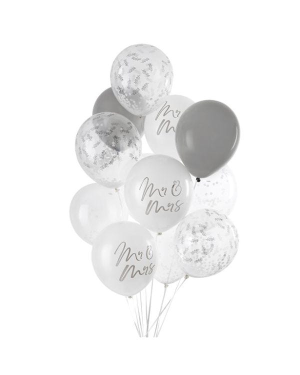 Mr &amp; Mrs Balloon Bundle - 12&quot; Latex (12pk)