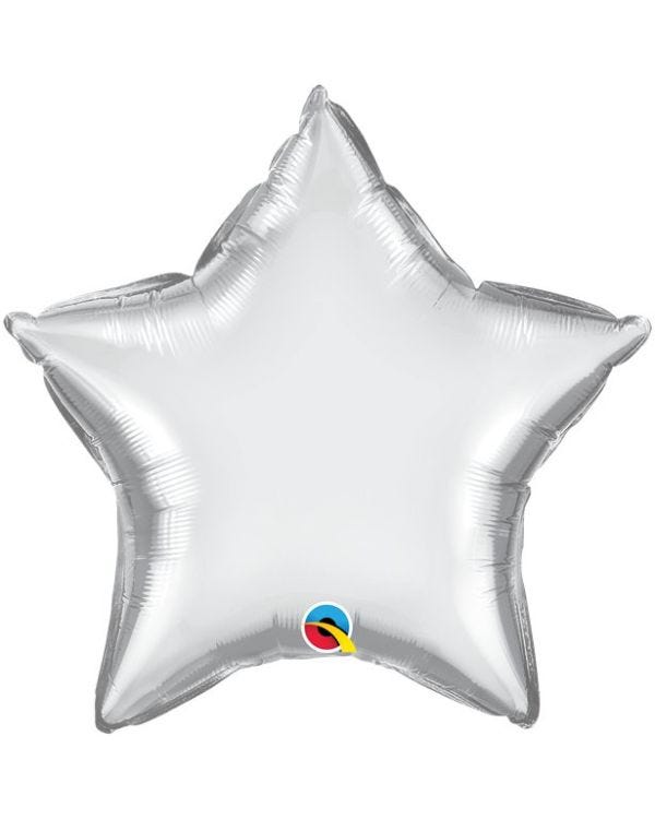 Silver Chrome Star Balloon - 20&quot; Foil - Unpackaged