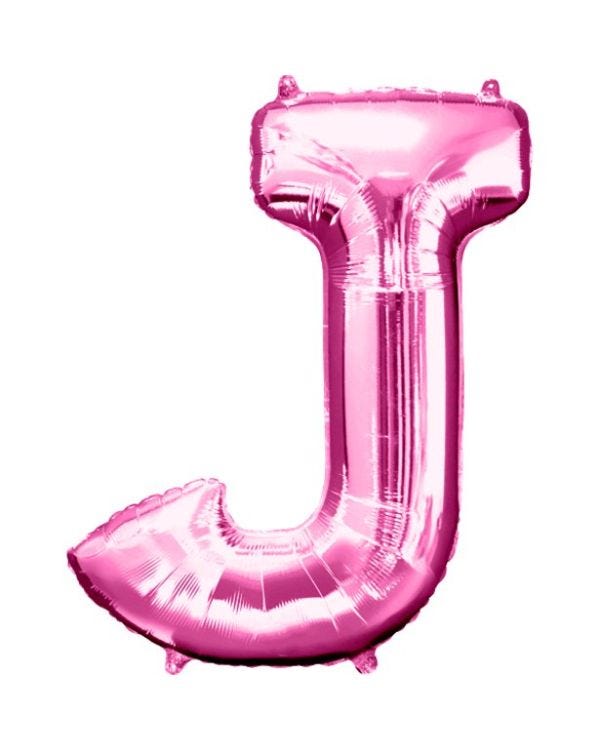 Pink Letter J Balloon - 34&quot; Foil
