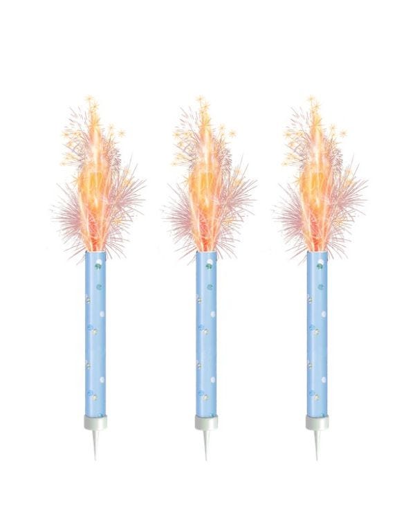 Blue Ice Fountain Candles - 5.9&quot; (3pk)