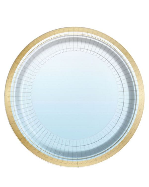 1st Birthday Blue Metallic Paper Plates - 23cm (8pk)