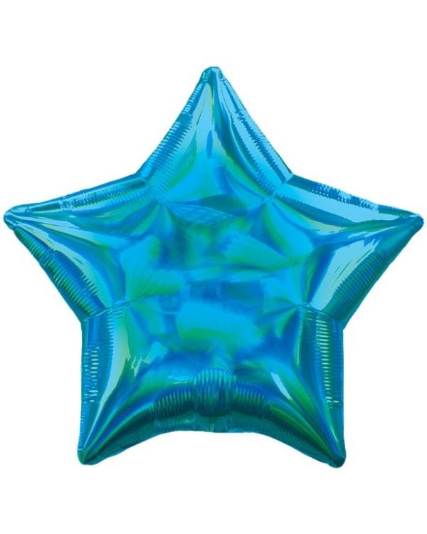 Cyan Iridescent Star Balloon - 18&quot; Foil