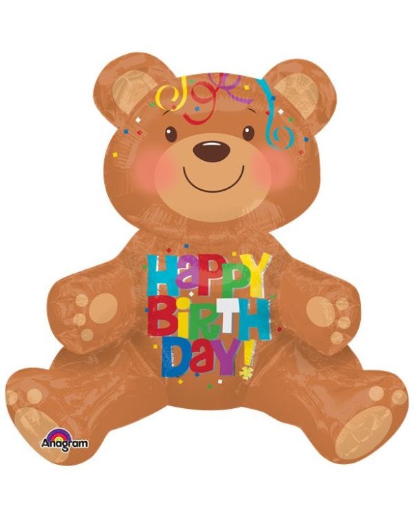 Happy Birthday Sitting Bear Balloon - 19&quot; Foil