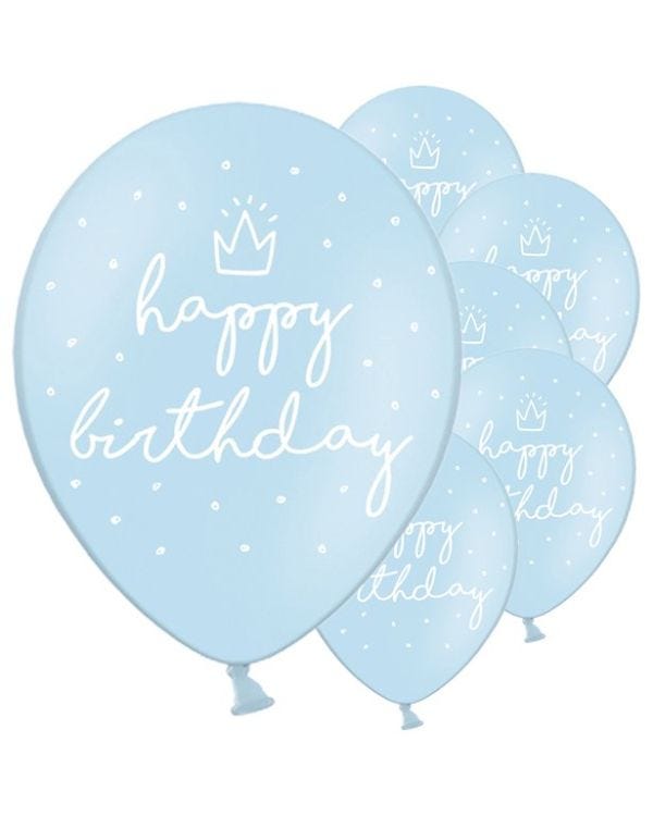 Pastel Blue Happy Birthday Latex Balloons - 12&quot; (6pk)