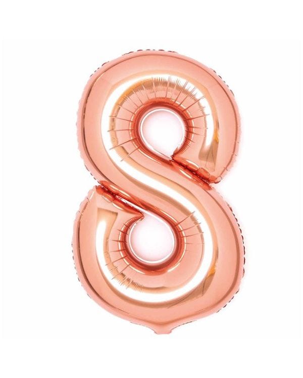Number 8 Rose Copper Foil Balloon - 34&quot;