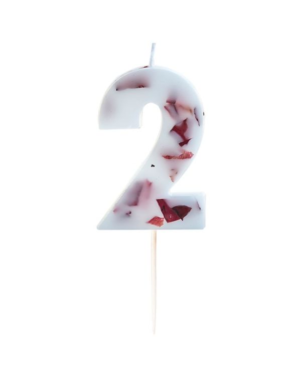 Pressed Petal Number 2 Candle - 9cm