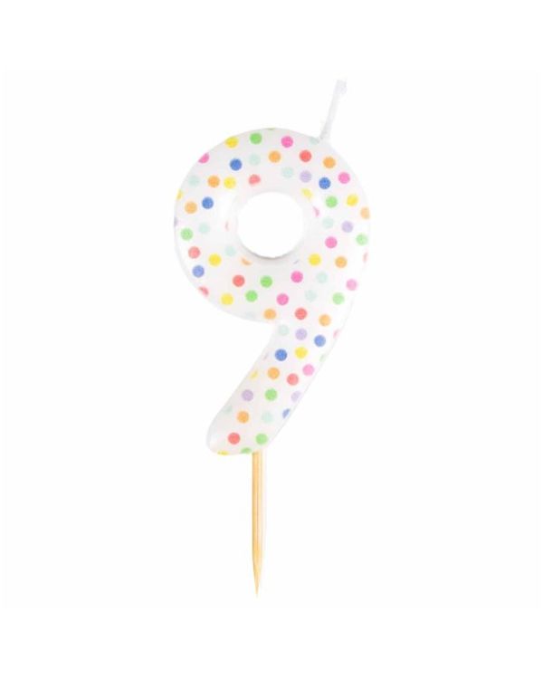 Number 9 Dots Candle