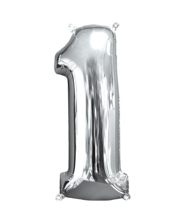 Silver Number 1 Balloon - 26&quot; Foil