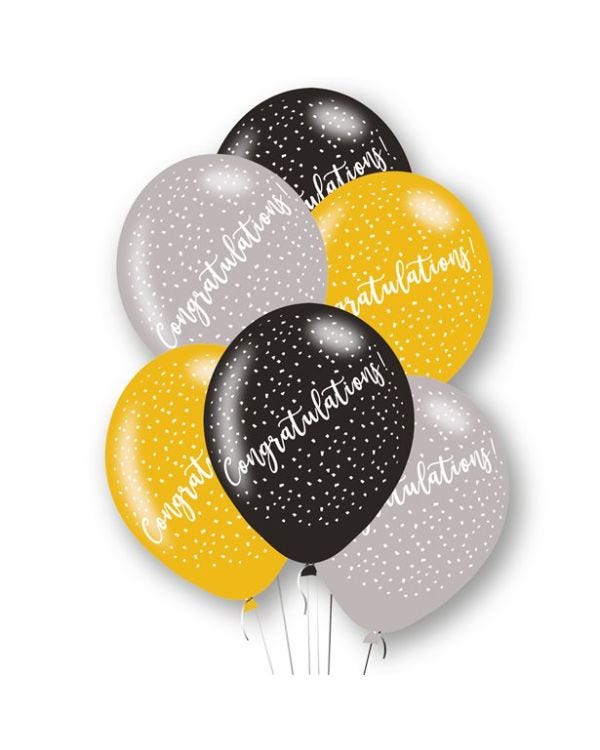 Congratulations Latex Balloons - 11&quot; (6pk)