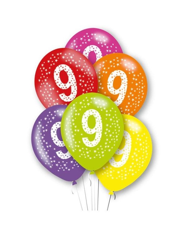 Age 9 Latex Balloons - 11&quot; (6pk)