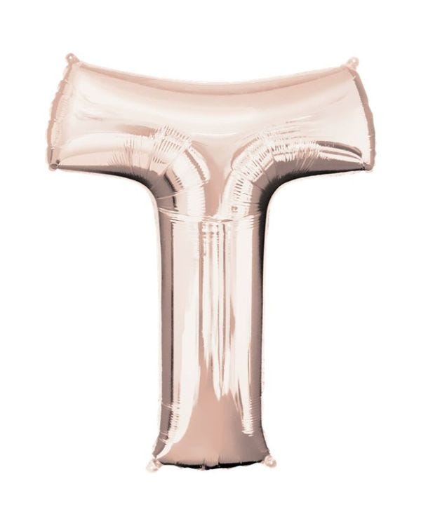 Rose Gold Letter T Air Filled Balloon - 16&quot; Foil