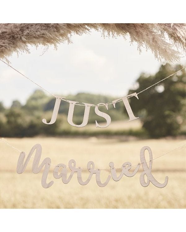 Just Married Wooden Wedding Bunting - 1.5m