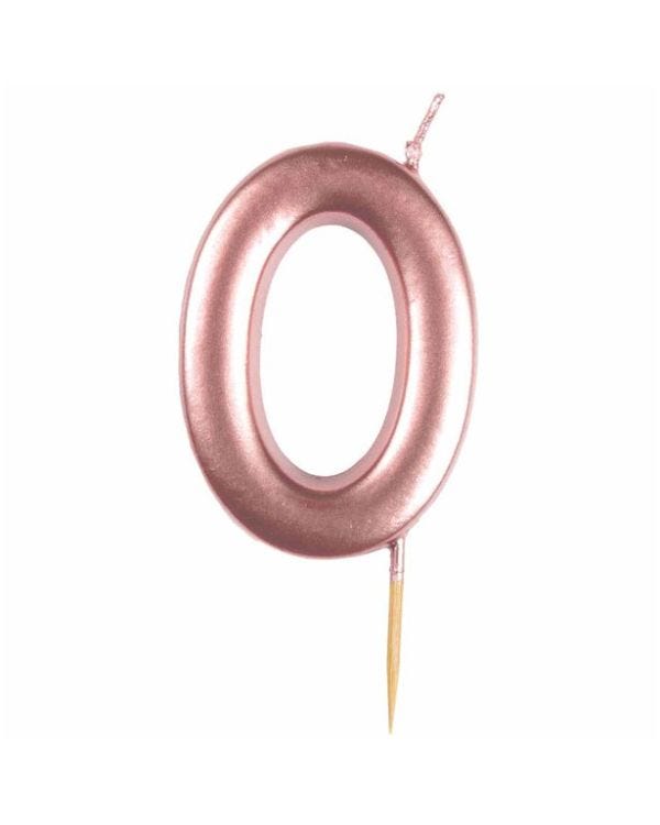 Number 0 Rose Gold Candle