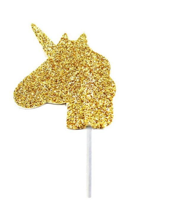 Unicorn Gold Glitter Cake Topper - 3.5cm (12pk)