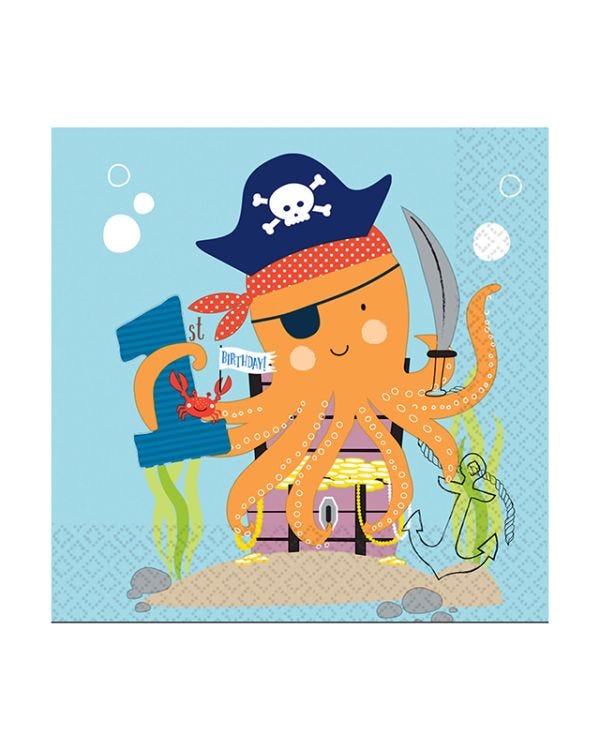 Ahoy Birthday 1st Birthday Napkins - 33cm (16pk)