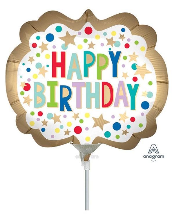Gold Happy Birthday Mini Air-filled Foil Balloon