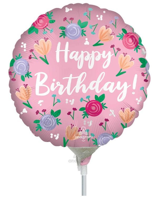 Happy Birthday Peony Mini Airfilled Balloon