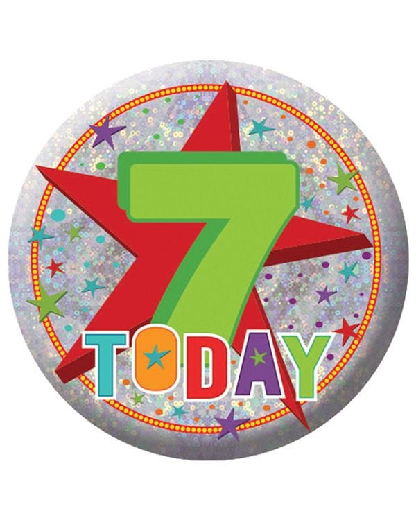 Happy 7th Birthday Badge - 5.5cm
