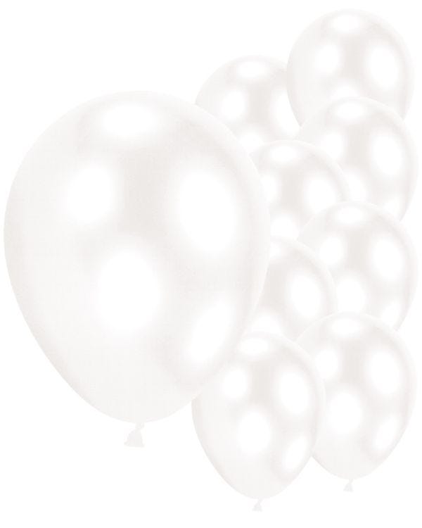 9&#039;&#039; Pearl White Latex Balloons (10pk)