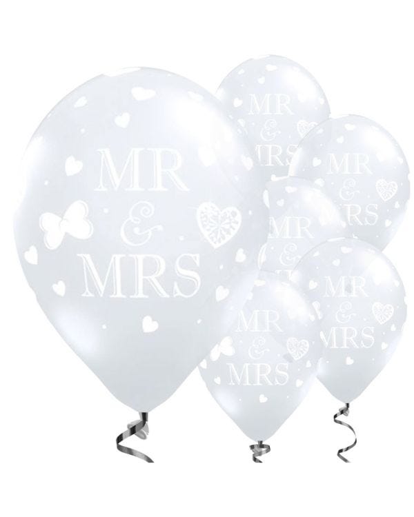 Mr and Mrs Diamond Clear Wedding Balloons - 11&#039;&#039; Latex (50pk)