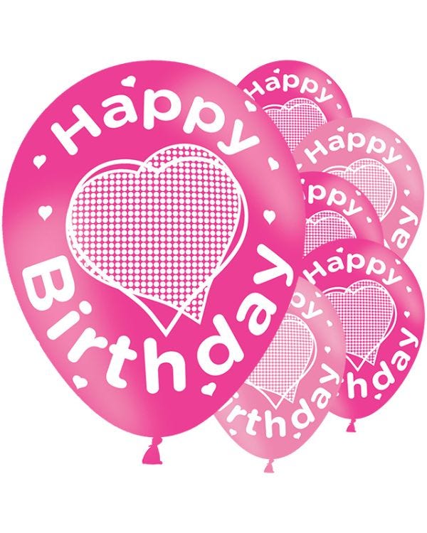 Happy Birthday Pink Balloons - 11&#039;&#039; Latex (6pk)