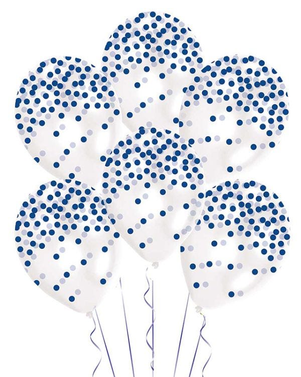 Blue Printed Confetti Latex Balloons - 11&quot; (6pk)