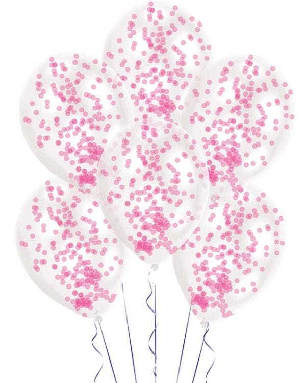 Pink Confetti Balloons - 11&quot; Latex (6pk)