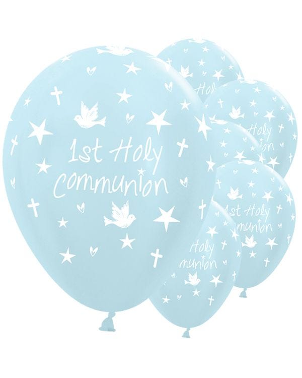 Satin Blue Communion Balloons - 12&quot; Latex (25pk)