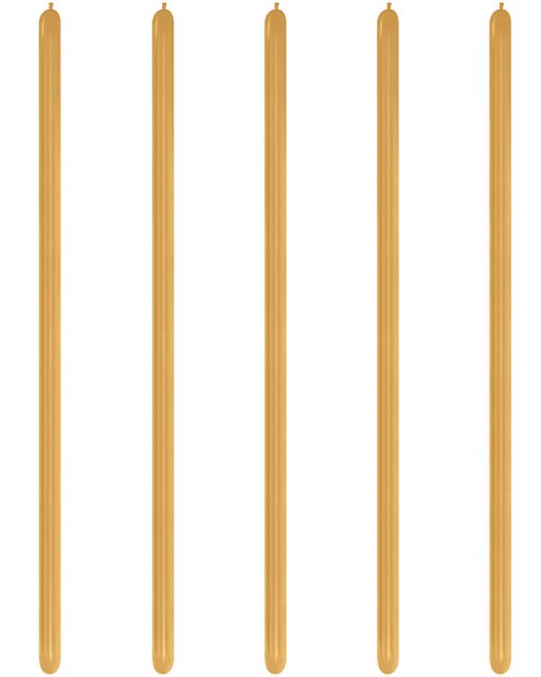Gold Metallic Modelling Balloons - 260 Latex (100pk)
